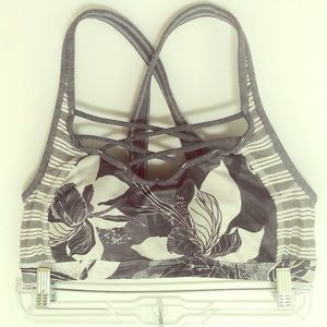 Athleta Criss Cross Front Strap Floral Print Bra